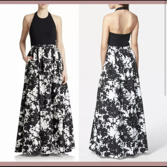 AIDAN BY AIDAN MATTOX black and white formal maxi dress - Picture 1 of 7